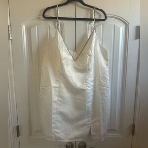 Elegant White Satin Chemise